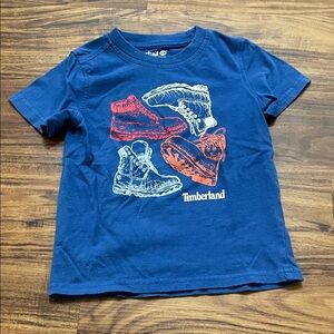 Timberland Kids Navy and Red Shoe Graphic Tee